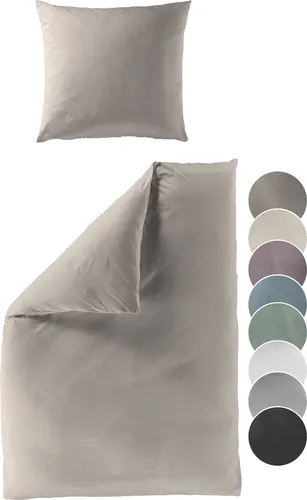 liebling Satin Bettwäsche taupe, 1 x Bettbezug 155 x 220 cm + 1 x Kissenbezug 80 x 80 aus 100% Baumwolle - Hochwertige Satin Bettwäsche aus 100% Baumwolle, fusselfrei und pflegeleicht. Mit verdecktem Reißverschluss für einfachen Bezug. Ideal für erholsame Nächte und langlebige Qualität.