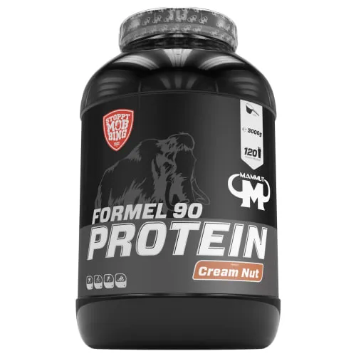 Mammut Formel 90 Protein Sahne-Nuss Pulver 3000 g - Sportnahrung mit hochwertigem Protein für Muskelaufbau und Regeneration, köstlicher Sahne-Nuss-Geschmack, ideal für Fitnessbegeisterte.