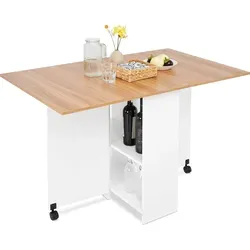 Mondeer Klappbarer Esstisch mit Schublade und Lagerregalen