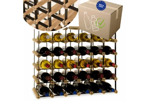 Modo24 Weinregal RW8 Flaschenregal Metall - Holz Flaschenständer 1 bis 81 Flaschen, Weinregal Modular Flaschenregal Weinständer Flaschenständer