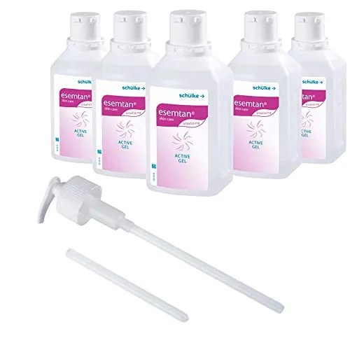 5x 500 ml Schülke Esemtan® Active Gel Hautpflege Gel - Körperlotionen - 5x 500 ml Esemtan Active Gel mit erfrischendem Eucalyptusöl und Kampfer, zieht schnell ein und fördert die Durchblutung, inkl. praktischer Dosierpumpe.