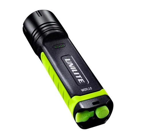 Unilite LED AKKU Li-Ion Taschenlampe 1200 Lumen - Taschenlampe mit 1200 Lumen Helligkeit, USB und Wireless Charging, IP68 wasserdicht – ideal für Outdoor-Abenteuer und Notfälle.