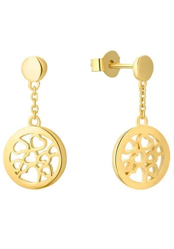 s.Oliver Paar Ohrstecker Münze, 2032594 - Ohrstecker aus vergoldetem 925 Sterling Silber, mit einzigartigem Münzdesign aus Herzen – ein stilvolles Accessoire für jeden Anlass.