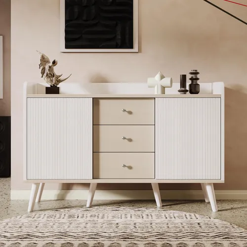 Merax Sideboard 117,5x39,5x79cm – Elegante Kommode mit Schiebetüren und Schubladen