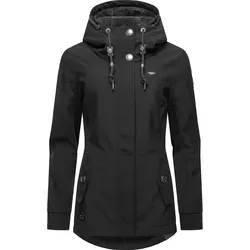 Ragwear Damen Übergangsjacke Monadde Softshell Black 3XL - Feminine Funktionsjacke mit wasserabweisendem Obermaterial und kuscheligem Fleece gefüttert. Ideal für wechselhaftes Wetter, perfekt für Outdoor-Aktivitäten und den Alltag.