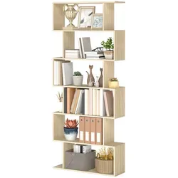VASAGLE Bücherregal mit 6 Ebenen - Beige, freistehendes Standregal - Elegantes 6-stufiges Regal für Bücher und Deko, stabil und sicher mit 2 Befestigungen. Maße: 24 x 70 x 191 cm, max. Tragkraft 10 kg pro Fach. Ideal für jedes Zuhause.