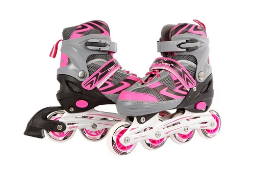 Kids Globe Street Rider Inlineskates - verstellbar von Größe 33-36, rosa-grau, ABEC7 Alurahmen für optimalen Fahrspaß und Komfort