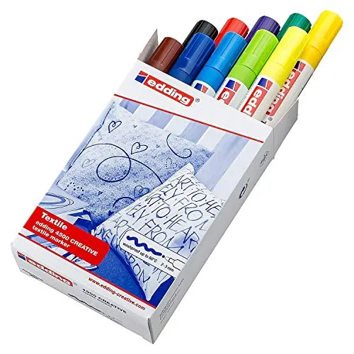 Edding Textilmarker 4500 Basic – 10er Set, waschfest und farbig sortiert - Schreibutensilien für kreative Textildesigns, langlebig und waschfest bis 60 °C, ideal für Baumwolle und Seide.