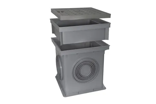 Marley Einlaufschacht 300x300mm mit Schachtdeckel + Aufsatz - Gartenentwässerung: Komplettpaket aus temperaturbeständigem, schlagfestem Kunststoff, ideal zum Sammeln und Ableiten von Oberflächenwasser bei gepflasterten Flächen.