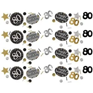 Amscan Konfetti 361965 Sparkling Celebration, 80 Jahre, im Beutel, Folie / Papier, 34g
