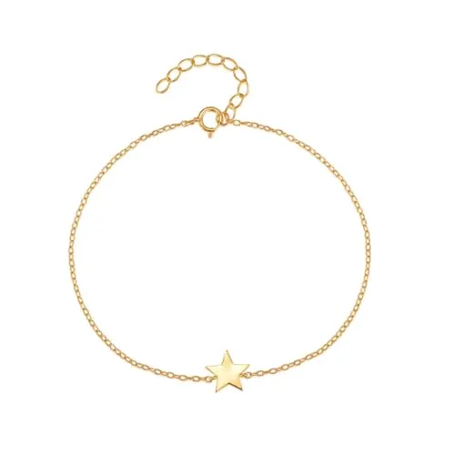 Suzan Gold® Vergoldetes Armband aus 925 Silber für Damen mit Stern Anhänger | Zarter, wasserfester Schmuck Starlit Grace aus echtem 925 Silber vergoldet | Stilvolles Accessoire | Freundin Geschenk