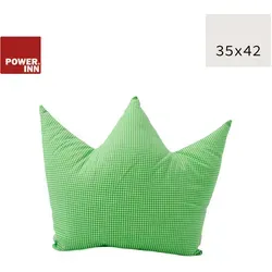 POWER INN® Kronenkissen groß | Grün kariert | Dekokissen | Krone