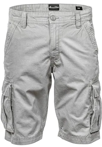 Amaci&Sons SAUGET Cargoshorts Herren grau W40 - Bequeme Cargoshorts aus 100% Baumwolle, ideal für den Sommer. Mit mehreren praktischen Taschen für einen lässigen Look und optimalen Komfort.