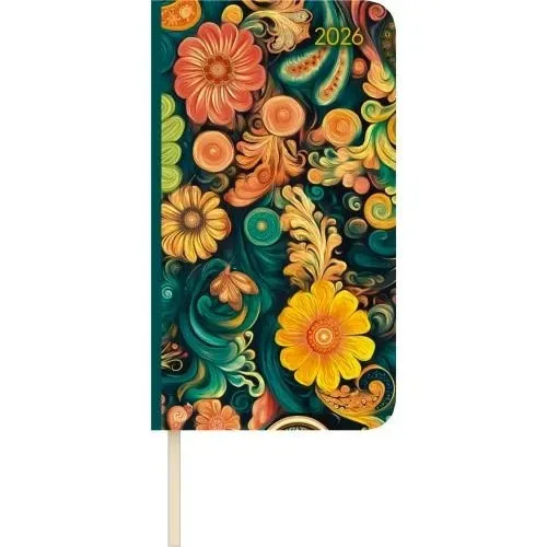 Lady Journal Slim Paisley 2026 - Taschenkalender Kalender 9 x 15,6 cm