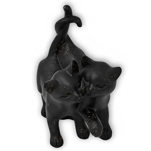 damaloo Katzen Deko Figur wetterfest – Polyresin Katzenfigur schwarz – Katze Dekoration für Garten, Balkon, Grabstein, Terrasse - Fensterbank Dekofigur für Katzenliebhaber – Tierfigur außen