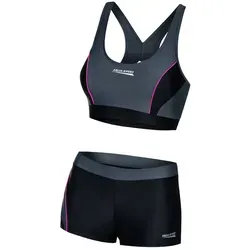 Aqua Speed Zweiteiler Damen | Sport Bikini Set | Gr. 40, 139 Black - Gray - Pink | Fiona - Bikini-Set für Beachvolleyball mit herausnehmbaren Cups und robustem X-Form-Rücken für optimale Bewegungsfreiheit. Das VITA-Gewebe ist weich, chlorresistent und bietet eine bequeme Passform.
