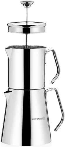 Korkmaz Aqua Teekanne Set - Edelstahl 18/10 - Teekocher Set aus hochwertigem Edelstahl, ideal für perfekten Tee-Genuss mit zwei Kannen (0,9l & 1,5l) in edlem Silber.
