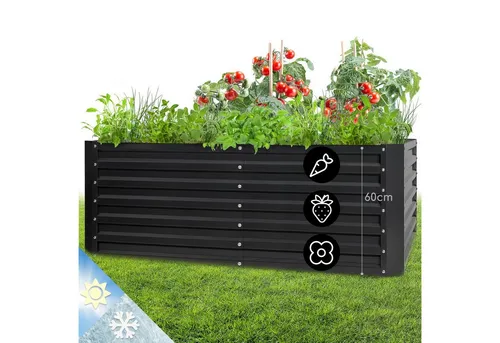 blumfeldt Hochbeet High Grow Straight - Hochbeet aus Metall für Balkon und Garten - Hochbeet aus stabilem verzinktem Stahl, ideal für frisches Gemüse und Kräuter. Rückenschonende Arbeitshöhe von 60 cm und 1200 Liter Volumen für optimale Wachstumsbedingungen.