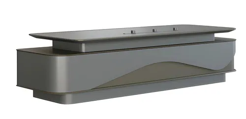 Modernes Schreibtischset für das Chefzimmer in Grau und Schwarz - Stylischer Schreibtisch mit großzügigem Stauraum und durchdachtem Kabelmanagement. Ideal für das moderne Arbeitszimmer, 320 cm breit und aus hochwertigem Massivholz gefertigt.