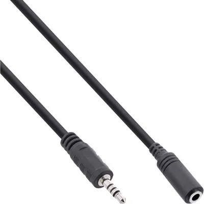 InLine Klinken Adapterkabel 4pol. 2,5mm Stecker -> 4pol. 3,5mm Buchse, 3m, 2.5mm, Stecker, 3.5mm, Buchse, 3 m, Schwarz