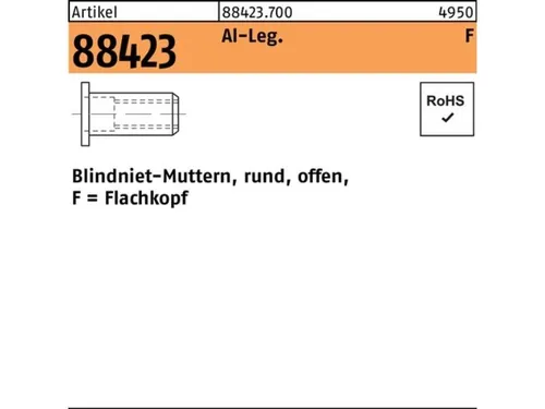 Blindniet-Muttern ART 88423 Alu-Legierung Flako M 5 / 0,25 - 3,0 S - Sonstige Elektroinstallationsartikel, hochwertige Alu-Legierung für langlebige Verbindungen, ideal für präzise Anwendungen in der Elektroinstallation.