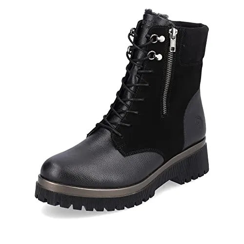 Remonte Damen Schnürstiefeletten D1B73, Frauen Stiefeletten,lose Einlage,Kurzstiefel,uebergangsschuhe,uebergangsstiefel,Chukka,schwarz,41 EU / 7.5 UK