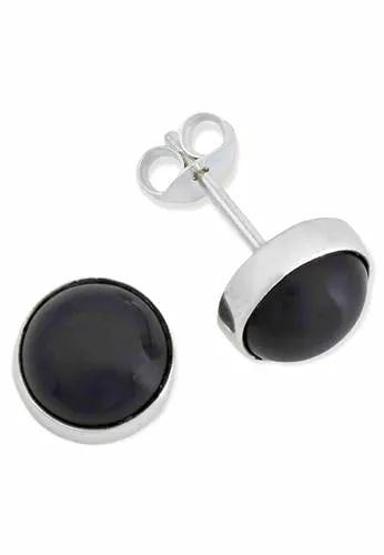 Ohrstecker 925 Silber Onyx schwarzer Stein Edelstein Ohrringe echt Silber Damen Sterling Silber Stecker Geschenk(MOS-059-03)