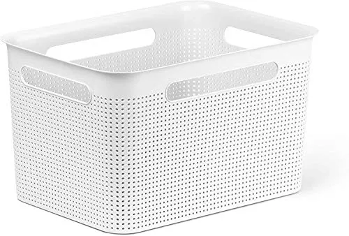 Rotho Brisen große Aufbewahrungsbox 16l mit 4 Griffen, Kunststoff (PP) BPA-frei, weiss, 16l (36,0 x 26,2 x 21,1 cm)