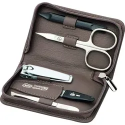 Erbe Collection 5-teiliges Manicure Set im Leder-Reißverschluss-Etui taupe - Nageletuis mit hochwertigem Leder-Etui und optimalen Nagelpflege-Instrumenten für perfekte Pflege. Praktisch und stilvoll für unterwegs.