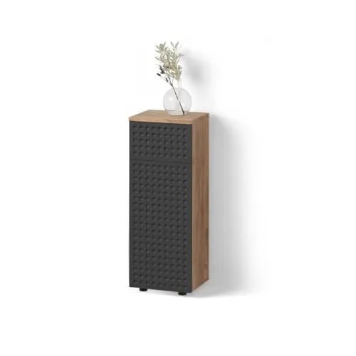 Livinity® Midischrank Ronco, Anthrazit gepunktet/Goldkraft Eiche