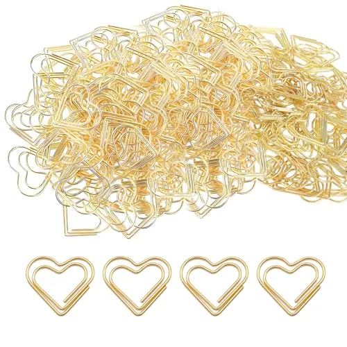 Büroklammern Motiv Herz 100 Stück Klein Büroklammern Gold Herz Büroklammer Metal Paper Clips Papierklammern für Büro Papier