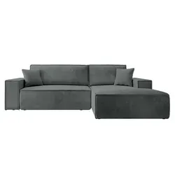 Selsey Farese New Ecksofa mit Cordbezug – Schlaffunktion & Stauraum, Grau - Das Farese New Ecksofa vereint modernes Design mit Funktionalität. Der hochwertige Cordbezug sorgt für Komfort, während die Schlaffunktion und der integrierte Stauraum ideal für Gäste sind. Perfekt für jeden Wohnraum!