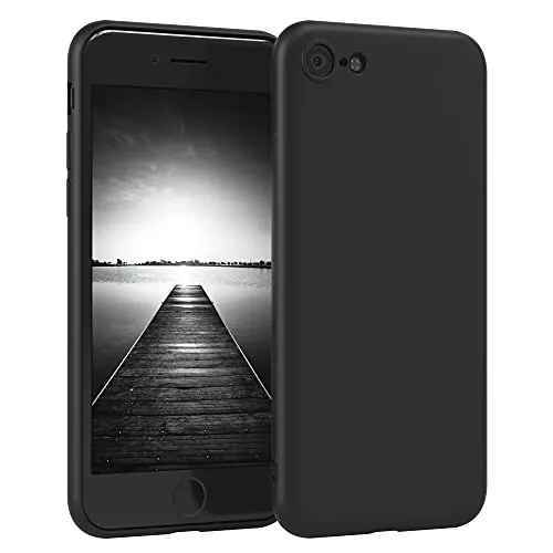 EAZY CASE - Silikonhülle für iPhone SE 2022 / SE 2020, iPhone 7/8 Hülle Silikon Case Schwarz stoßfeste Handyhülle Schutzhülle mit Kameraschutz Dünn Premium Schutz Cover TPU Bumper in Schwarz Matt