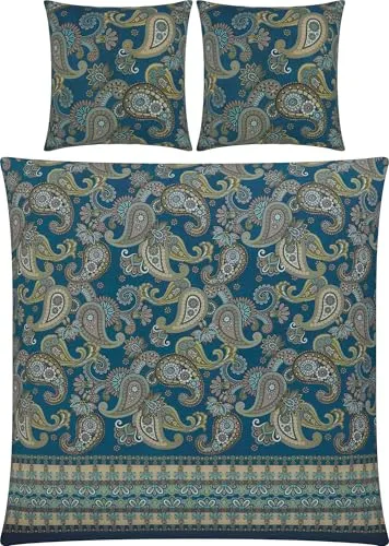 Erwin Müller Bettwäsche Mako-Satin blau Größe 1x 240x220 cm + 2X 80x80 cm