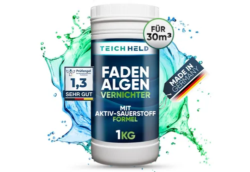 Teichheld Poolpflege Faden-Algenvernichter Teich-klar für kristallklares Wasser Anti Algen, Mit Aktivsauerstoff 7x stärkere Schnell-Aktiv-Formel