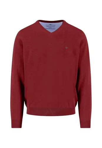 FYNCH-HATTON Feinstrickpullover aus Baumwolle mit V-Ausschnitt Garnet red/XL