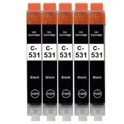 kompatible Druckerpatrone CLI-531 Schwarz, Black für Canon Pixma TS8500, TS8550, TS8551, TS8552, TS8700, TS8750, TS8751 mit neuem Chip 5 x