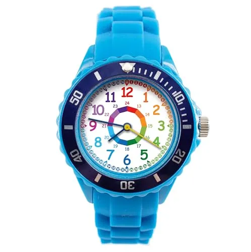 K&L Wall Art Quarzuhr Regenbogen Kinderuhr - Automatikuhren für Kinder, bunte Silikonarmbanduhr im Regenbogen-Design, ideal für Jungen und Mädchen, fördert das Lernen der Uhrzeit.