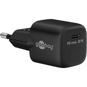 Goobay USB-CTM PD Schnellladegerät Nano (20 W) schwarz - Ultra-schnelles Laden, 50% in nur 30 Minuten für Smartphones und Tablets