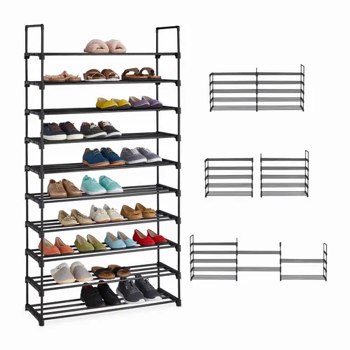 Modularer Schuhturm mit 10 Fächern - Regale & Aufbewahrung: Flexibles Schuhregalsystem aus robustem Metall, ideal für platzsparende Aufbewahrung von bis zu 10 Paar Schuhen.