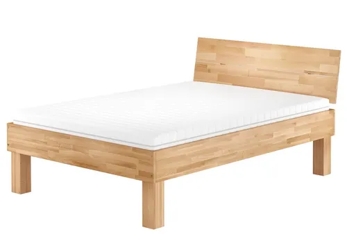 ERST-HOLZ Massivholzbett Hohes Seniorenbett 140 x 220 cm Buche Massiv Doppelbett in Überlänge, Buche farblos lackiert