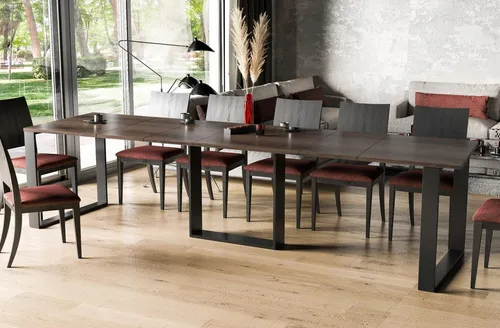 Endo-Moebel Esstisch Borys 130-250 cm - Esstisch Borys, erweiterbar für große Familienfeiern, mit stabiler Verarbeitung und hochwertiger Tischplatte für Langlebigkeit. Modernes Design mit schwarzem Metallgestell.