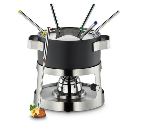Spring Fondue-Garnitur ANDERMATT, Ø 18 cm - Fondueset für alle Herdarten, inkl. Induktion, ideal für Käse- und Schokoladenfondue mit robustem Edelstahl-Topf und Spritzschutz für sicheres Genießen.