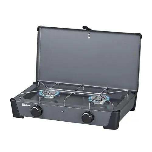Enders® Bondy 2Z Grill - Kompakter 2-Brenner Grill mit 2 x 2,3 kW Leistung, stufenlos regulierbar und ideal für unterwegs dank leichtem, platzsparendem Design und sicherem Transportverschluss.