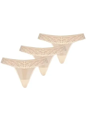 Teyli 3er Pack String Tanga Damen mit Zarter Spitze verziert – Strings & Tangas für Damen aus transparentem Mesh – Mehrfachpackung mit Komfortabler Passform