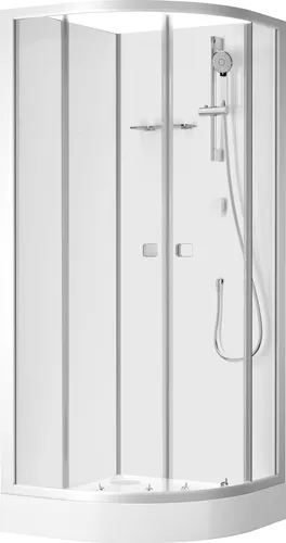 MARWELL Komplettdusche Shower Fresh Round – Moderne Duschkabine 85 x 85 x 205cm - Duschkabine mit 3 Aufbauvarianten, inklusive Duschtasse, Handbrause und Armatur für einfachen Aufbau – ideal für jedes Badezimmer.