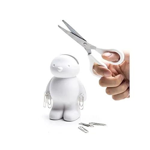 Qualy Scherenständer in Bärenform aus ABS hergestellt, Farbe: Weiß, Maße: 8.1 x 5.8 x 13.5 cm, QL10209-WH