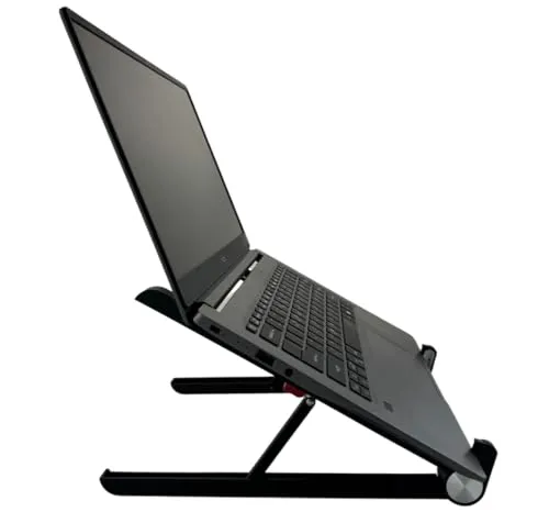 Medi Body Laptop Ständer Höhenverstellbar - Faltbar, rutschfest, Schwarz - Passend für Laptops/Notebooks bis 17,3 Zoll - Ergonomische Notebook Halterung für Schreibtisch