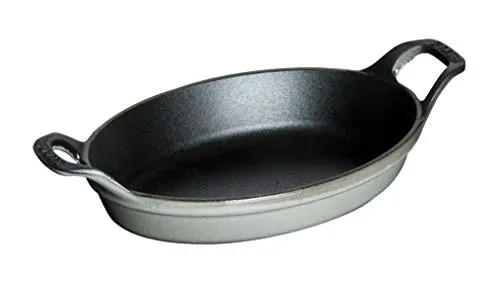 Staub Mini-Auflaufform oval 15 cm - Auflaufform für portionsweises Zubereiten, mit mattschwarzer Emaillierung, stapelbar und pflegeleicht, ideal für alle Herdarten und den Backofen.