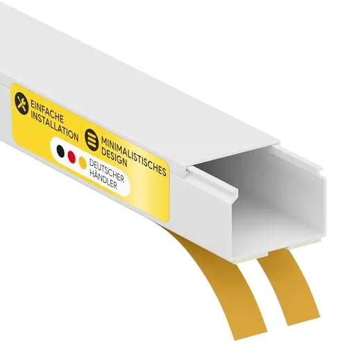 Kabelkanal aus hochwertigem PVC weiß Selbstklebend 2m - 5 Stück - 30x20mm